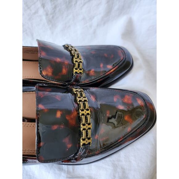 Tory Burch Tortoise Shell Patent Leather Heeled Loafers Size 9.5 - Picture 13 of 16